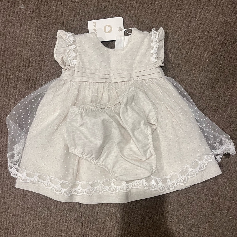 Mayoral White Lace Trim Formal Dress